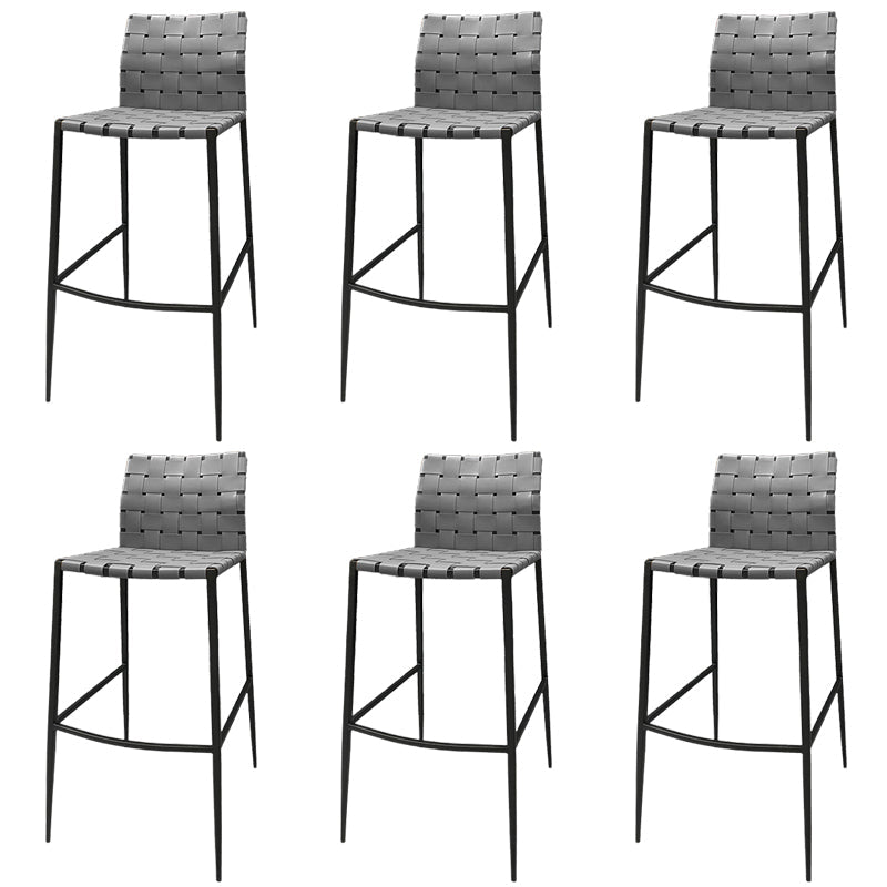 Modern Backrest Bar Stool Leather Counter Stool for Living Room Gray 6 Piece Set Clearhalo 'Bar Furniture' 'Bar Stools' 'bar_stools' 'furn' 'furn_bar_stools' 'Furniture' 'Kitchen & Dining Furniture' 6794645