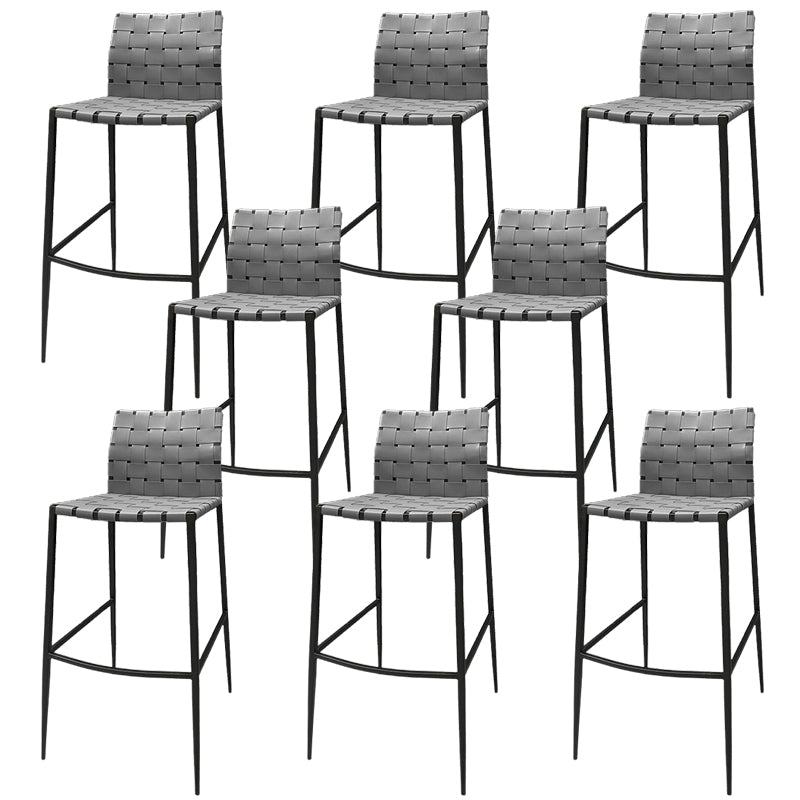 Modern Backrest Bar Stool Leather Counter Stool for Living Room Gray 8 Piece Set Clearhalo 'Bar Furniture' 'Bar Stools' 'bar_stools' 'furn' 'furn_bar_stools' 'Furniture' 'Kitchen & Dining Furniture' 6794646