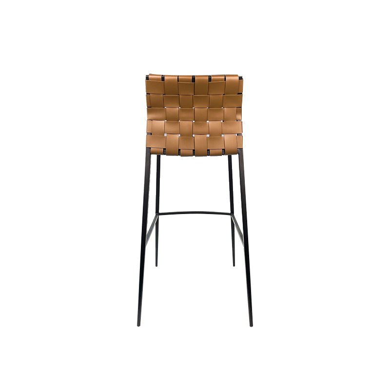 Modern Backrest Bar Stool Leather Counter Stool for Living Room Brown 1 Piece Clearhalo 'Bar Furniture' 'Bar Stools' 'bar_stools' 'furn' 'furn_bar_stools' 'Furniture' 'Kitchen & Dining Furniture' 6794648