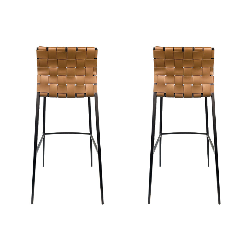 Modern Backrest Bar Stool Leather Counter Stool for Living Room Brown 2 Piece Set Clearhalo 'Bar Furniture' 'Bar Stools' 'bar_stools' 'furn' 'furn_bar_stools' 'Furniture' 'Kitchen & Dining Furniture' 6794651