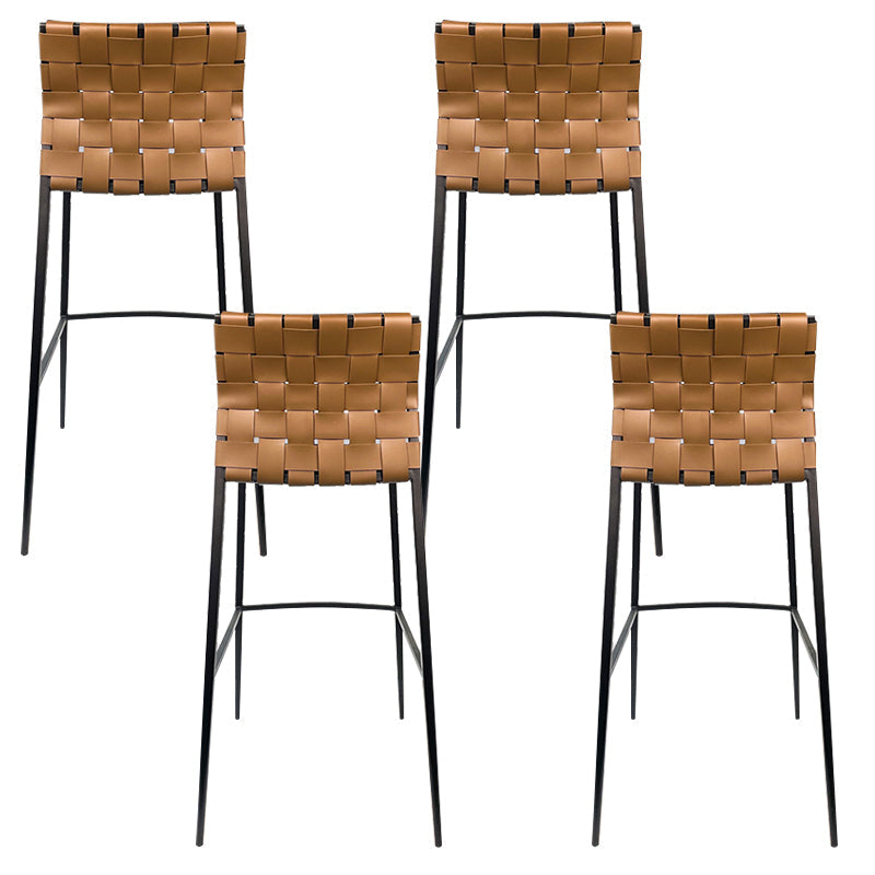 Modern Backrest Bar Stool Leather Counter Stool for Living Room Brown 4 Piece Set Clearhalo 'Bar Furniture' 'Bar Stools' 'bar_stools' 'furn' 'furn_bar_stools' 'Furniture' 'Kitchen & Dining Furniture' 6794653