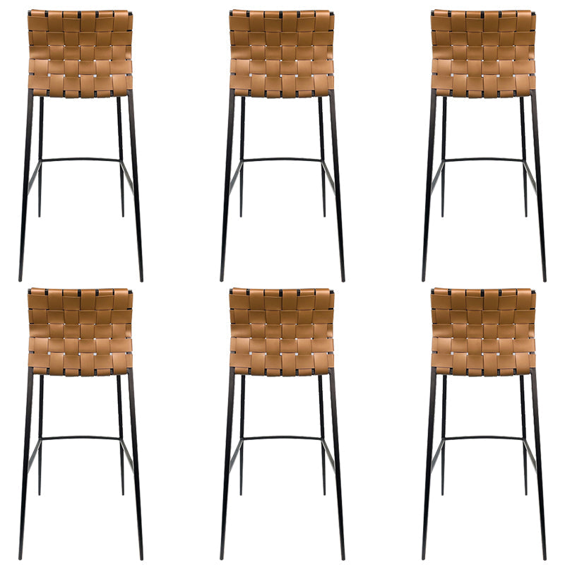 Modern Backrest Bar Stool Leather Counter Stool for Living Room Brown 6 Piece Set Clearhalo 'Bar Furniture' 'Bar Stools' 'bar_stools' 'furn' 'furn_bar_stools' 'Furniture' 'Kitchen & Dining Furniture' 6794654