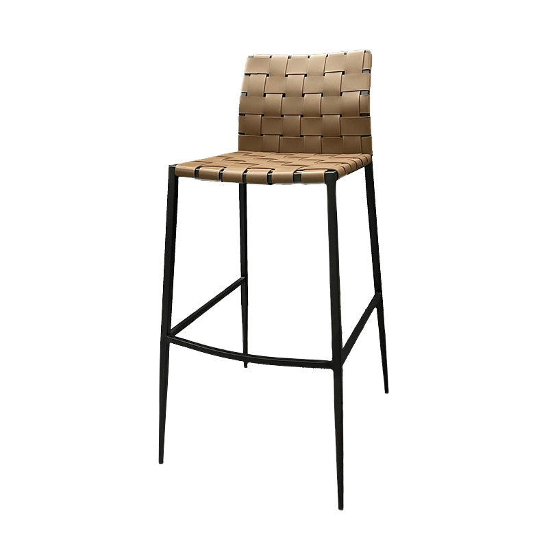 Modern Backrest Bar Stool Leather Counter Stool for Living Room Dark Brown 1 Piece Clearhalo 'Bar Furniture' 'Bar Stools' 'bar_stools' 'furn' 'furn_bar_stools' 'Furniture' 'Kitchen & Dining Furniture' 6794656