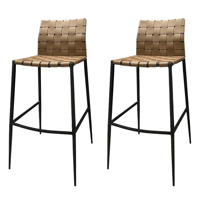 Modern Backrest Bar Stool Leather Counter Stool for Living Room Dark Brown 2 Piece Set Clearhalo 'Bar Furniture' 'Bar Stools' 'bar_stools' 'furn' 'furn_bar_stools' 'Furniture' 'Kitchen & Dining Furniture' 6794657
