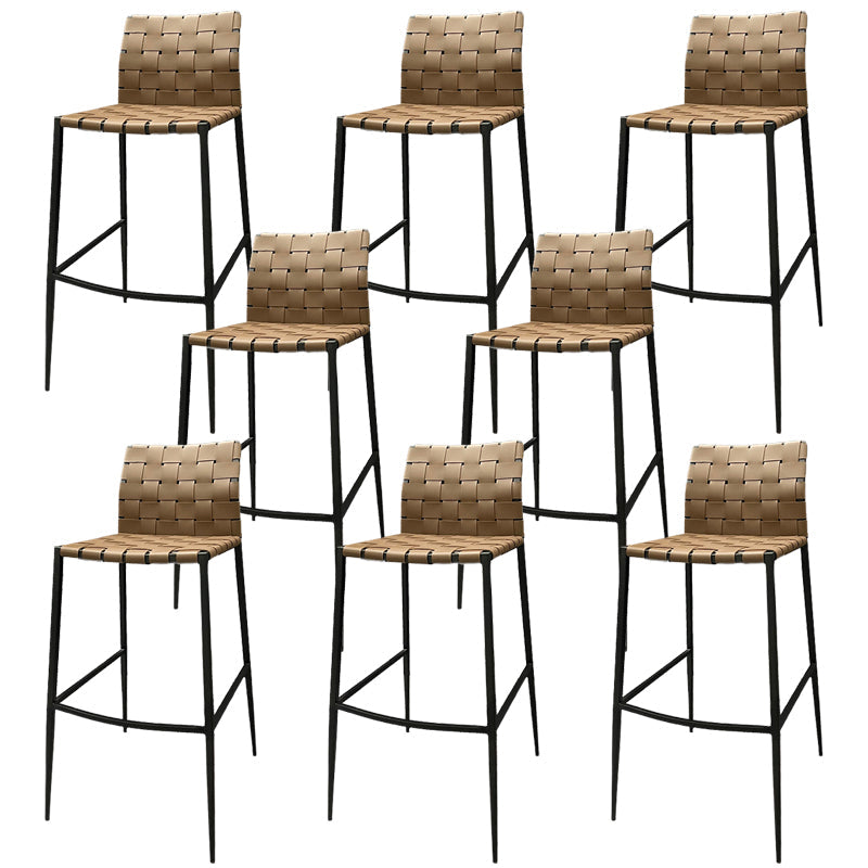 Modern Backrest Bar Stool Leather Counter Stool for Living Room Dark Brown 8 Piece Set Clearhalo 'Bar Furniture' 'Bar Stools' 'bar_stools' 'furn' 'furn_bar_stools' 'Furniture' 'Kitchen & Dining Furniture' 6794660