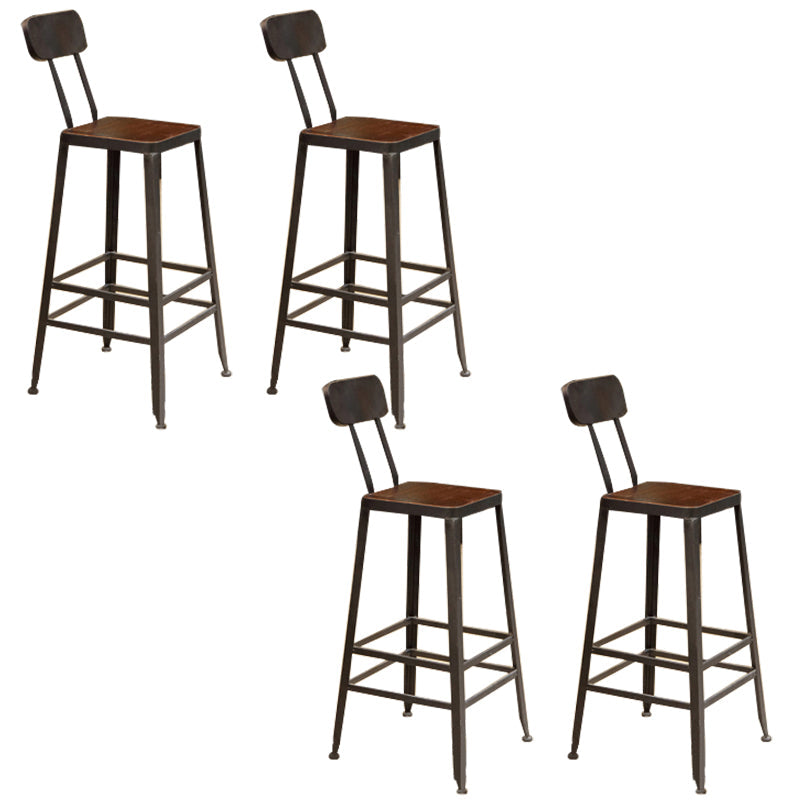 Industrial Armless Dining Stool Low Back Bar Stool with Metal Base