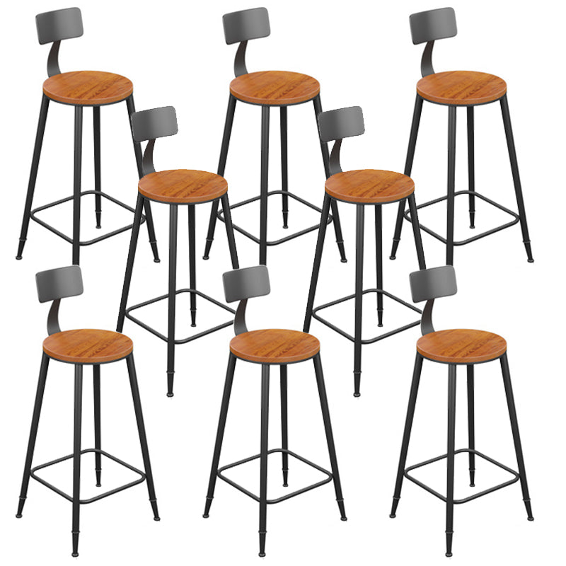Industrial Armless Dining Stool Low Back Bar Stool with Metal Base
