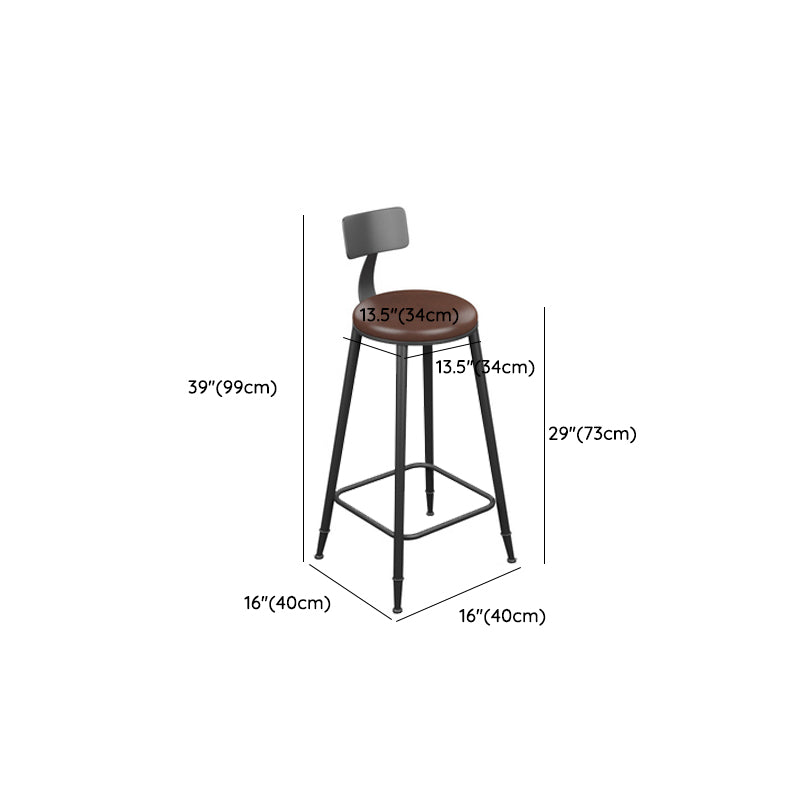 Tabouret de salle à manger industriel sans accoudoirs, tabouret de bar à dossier bas avec base en métal