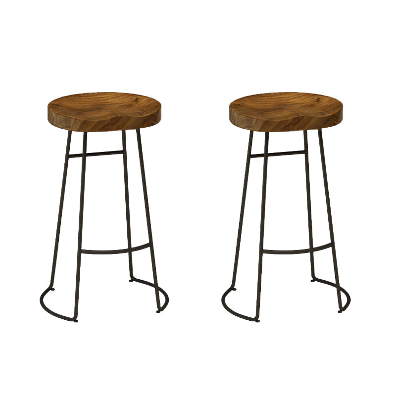 Armless Solid Wood Dining Stool Contemporary Bar Stool with Footrest 2 Piece Set Clearhalo 'Bar Furniture' 'Bar Stools' 'bar_stools' 'furn' 'furn_bar_stools' 'Furniture' 'Kitchen & Dining Furniture' 6794740