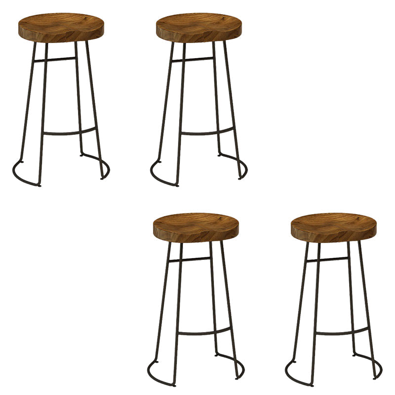 Armless Solid Wood Dining Stool Contemporary Bar Stool with Footrest 4 Piece Set Clearhalo 'Bar Furniture' 'Bar Stools' 'bar_stools' 'furn' 'furn_bar_stools' 'Furniture' 'Kitchen & Dining Furniture' 6794741