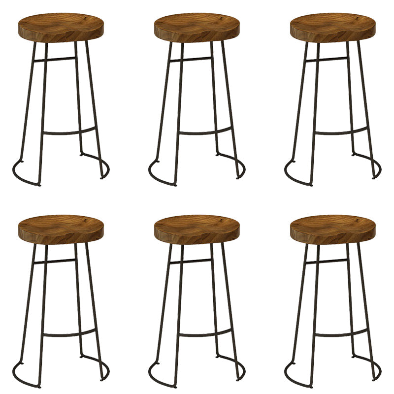 Armless Solid Wood Dining Stool Contemporary Bar Stool with Footrest 6 Piece Set Clearhalo 'Bar Furniture' 'Bar Stools' 'bar_stools' 'furn' 'furn_bar_stools' 'Furniture' 'Kitchen & Dining Furniture' 6794743