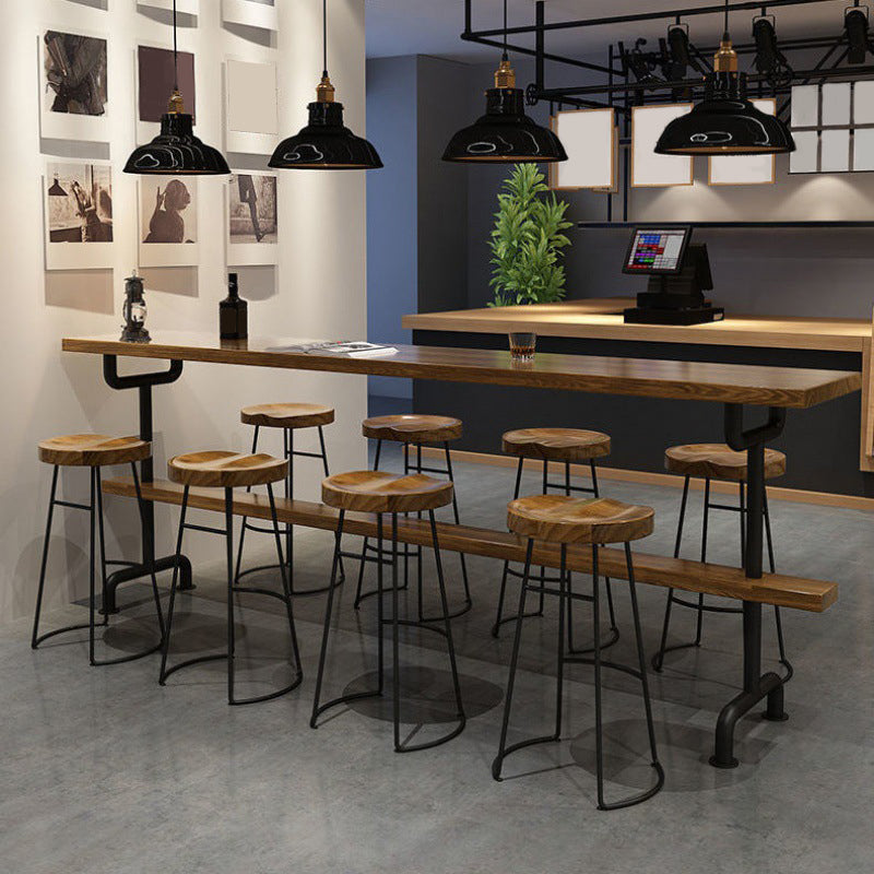 Armless Solid Wood Dining Stool Contemporary Bar Stool with Footrest Clearhalo 'Bar Furniture' 'Bar Stools' 'bar_stools' 'furn' 'furn_bar_stools' 'Furniture' 'Kitchen & Dining Furniture' 6794746