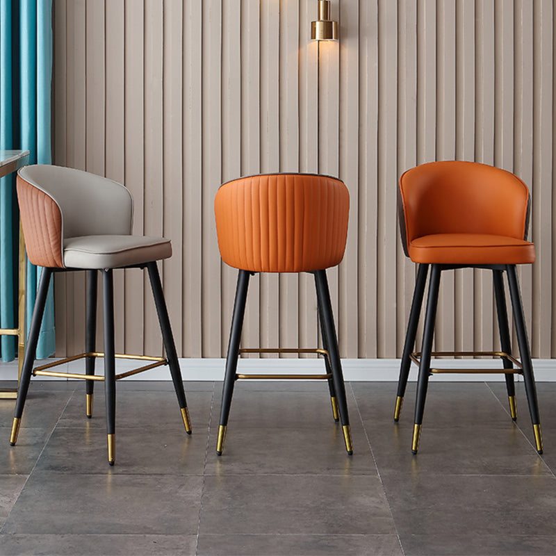 Glamstil Barhocker Leder -Rückenlehne Hocker für Esszimmer mit Metallbeinen