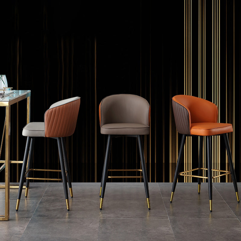 Glamstil Barhocker Leder -Rückenlehne Hocker für Esszimmer mit Metallbeinen