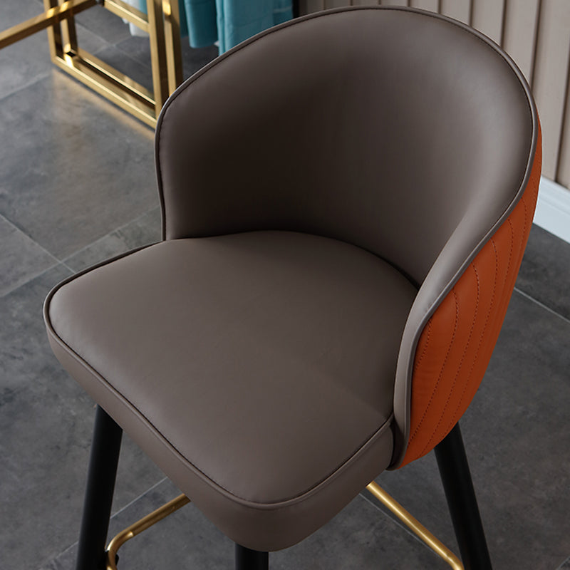 Glamstil Barhocker Leder -Rückenlehne Hocker für Esszimmer mit Metallbeinen