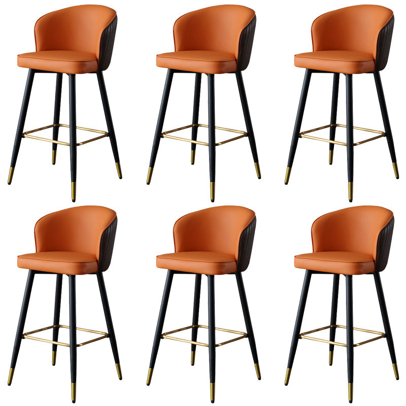 Glamstil Barhocker Leder -Rückenlehne Hocker für Esszimmer mit Metallbeinen