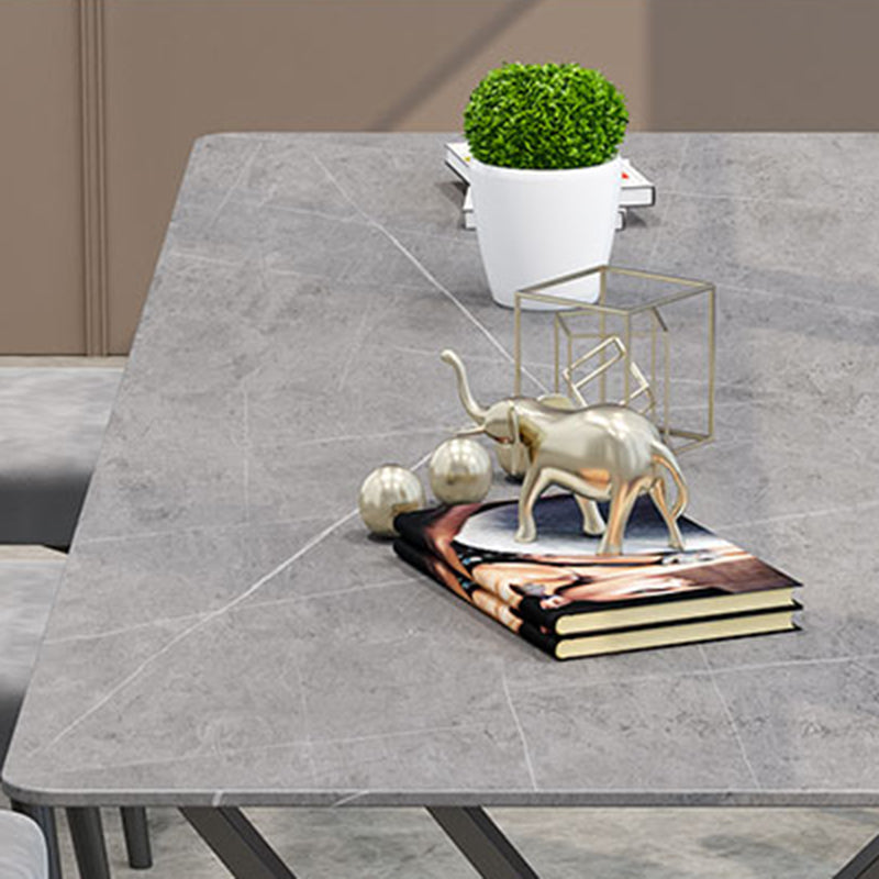 Rectangular Shaped Office Conference Table Stone Writing Desk in Grey