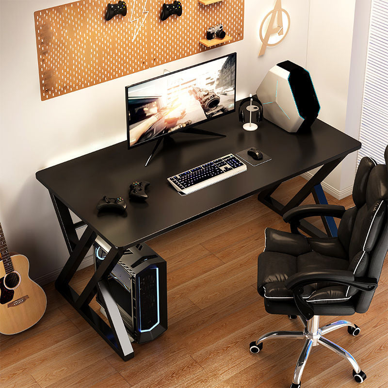 Modern Rectangular Computer Desk Wooden Black Gaming Desk with Black Legs 47.2"L x 23.6"W x 29.5"H Black Black Clearhalo 'furn' 'furn_office_desk' 'Furniture' 'Office Desks' 'Office Furniture' 'office_desk' 6795473