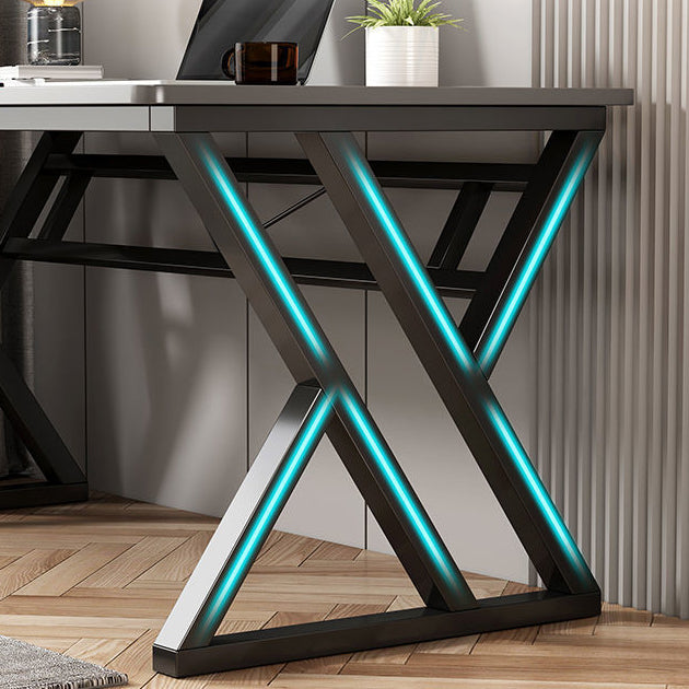 Modern Rectangular Computer Desk Wooden Black Gaming Desk with Black Legs Clearhalo 'furn' 'furn_office_desk' 'Furniture' 'Office Desks' 'Office Furniture' 'office_desk' 6795487