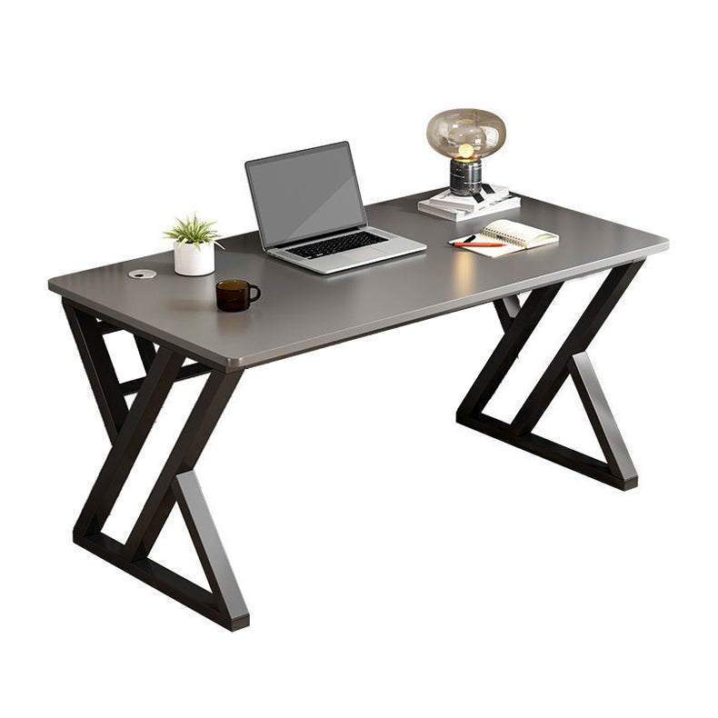 Modern Rectangular Computer Desk Wooden Black Gaming Desk with Black Legs 55.1"L x 23.6"W x 29.5"H Black Gray Clearhalo 'furn' 'furn_office_desk' 'Furniture' 'Office Desks' 'Office Furniture' 'office_desk' 6795488