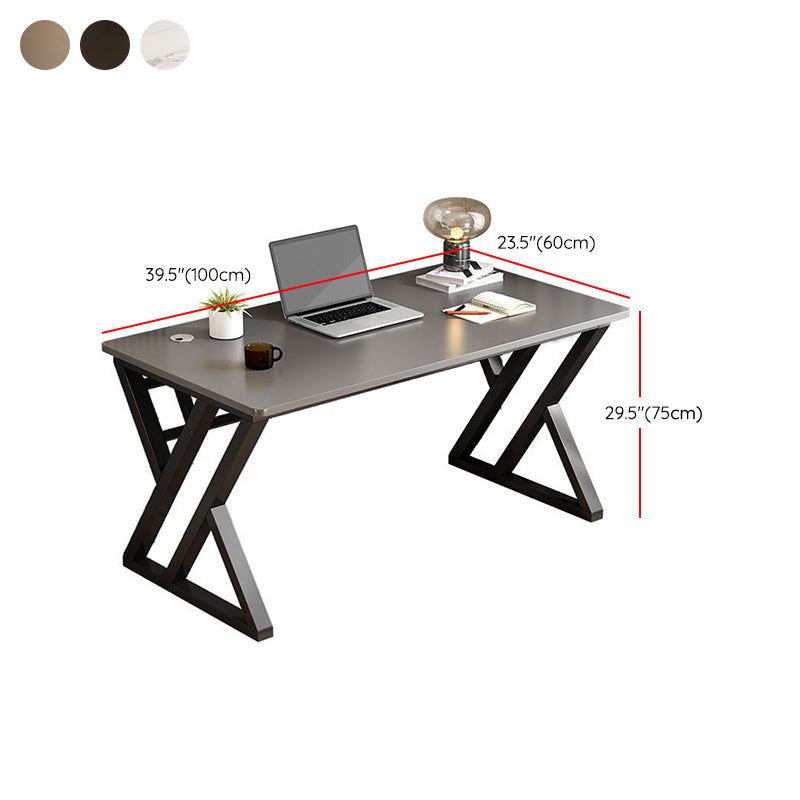 Modern Rectangular Computer Desk Wooden Black Gaming Desk with Black Legs Clearhalo 'furn' 'furn_office_desk' 'Furniture' 'Office Desks' 'Office Furniture' 'office_desk' 6795495