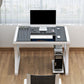 Glass Contemporary Office Desk Antique Finish Computer Desk with Metal Legs 31.5"L x 19.7"W x 29.5"H White Black Clearhalo 'furn' 'furn_office_desk' 'Furniture' 'Office Desks' 'Office Furniture' 'office_desk' 6795501