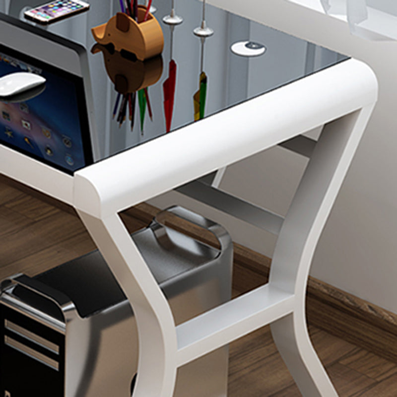 Glass Contemporary Office Desk Antique Finish Computer Desk with Metal Legs Clearhalo 'furn' 'furn_office_desk' 'Furniture' 'Office Desks' 'Office Furniture' 'office_desk' 6795507