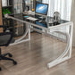 Zeitgenössischer Büro Schreibtisch Glas Antiquitäten Finish Computertisch mit Metallbeinen