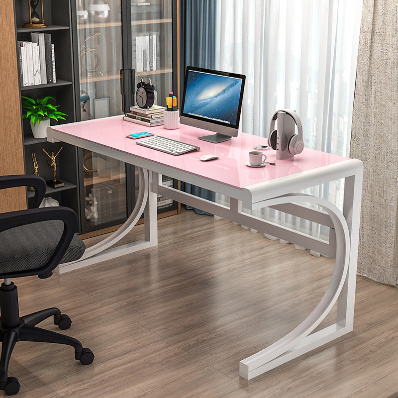 Zeitgenössischer Büro Schreibtisch Glas Antiquitäten Finish Computertisch mit Metallbeinen