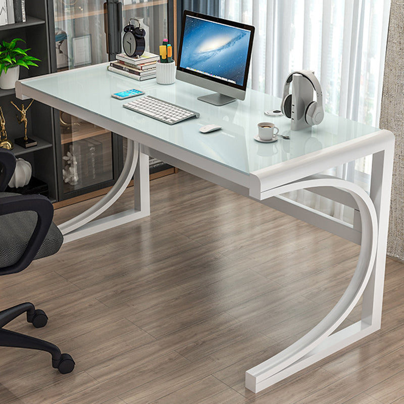 Zeitgenössischer Büro Schreibtisch Glas Antiquitäten Finish Computertisch mit Metallbeinen