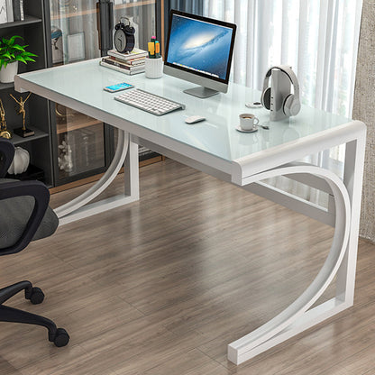 Zeitgenössischer Büro Schreibtisch Glas Antiquitäten Finish Computertisch mit Metallbeinen