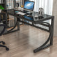 Zeitgenössischer Büro Schreibtisch Glas Antiquitäten Finish Computertisch mit Metallbeinen