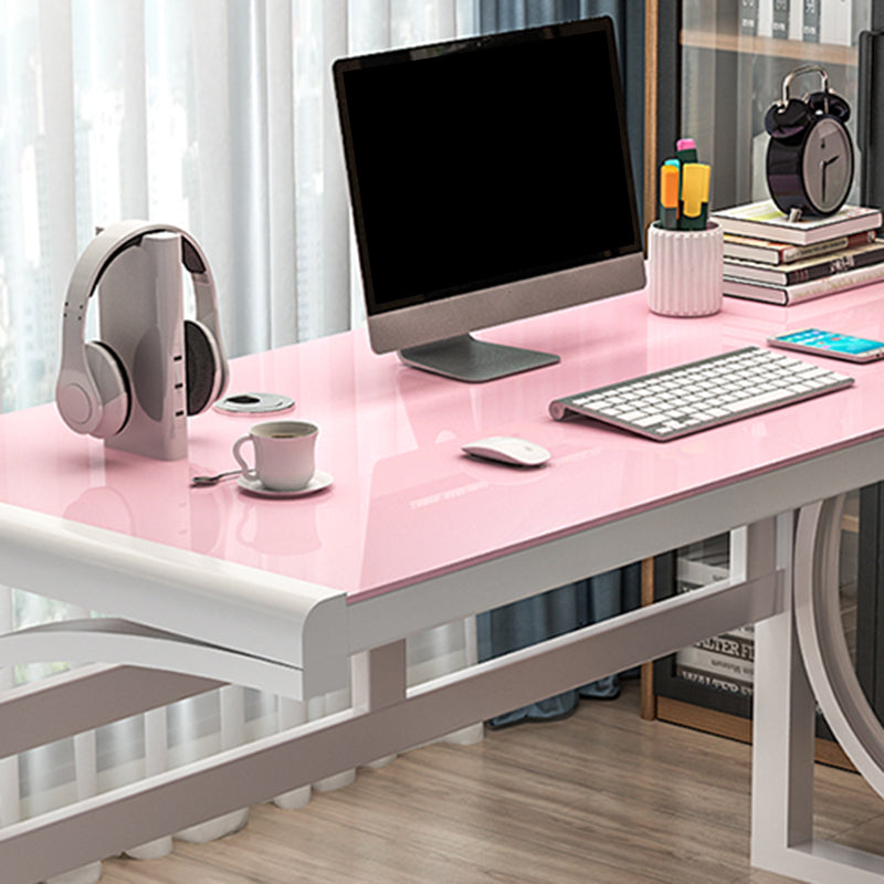 Zeitgenössischer Büro Schreibtisch Glas Antiquitäten Finish Computertisch mit Metallbeinen