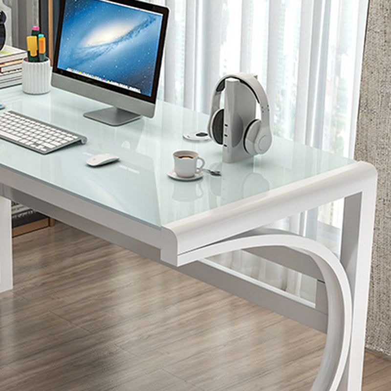 Zeitgenössischer Büro Schreibtisch Glas Antiquitäten Finish Computertisch mit Metallbeinen