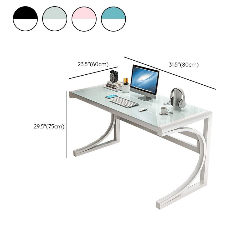 Zeitgenössischer Büro Schreibtisch Glas Antiquitäten Finish Computertisch mit Metallbeinen