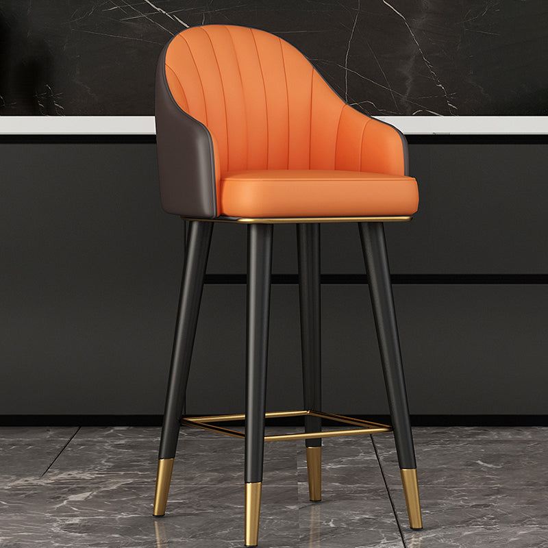Glam Backrest Bar Stool Leather Counter Stool with Metal Legs Clearhalo 'Bar Furniture' 'Bar Stools' 'bar_stools' 'furn' 'furn_bar_stools' 'Furniture' 'Kitchen & Dining Furniture' 6795727