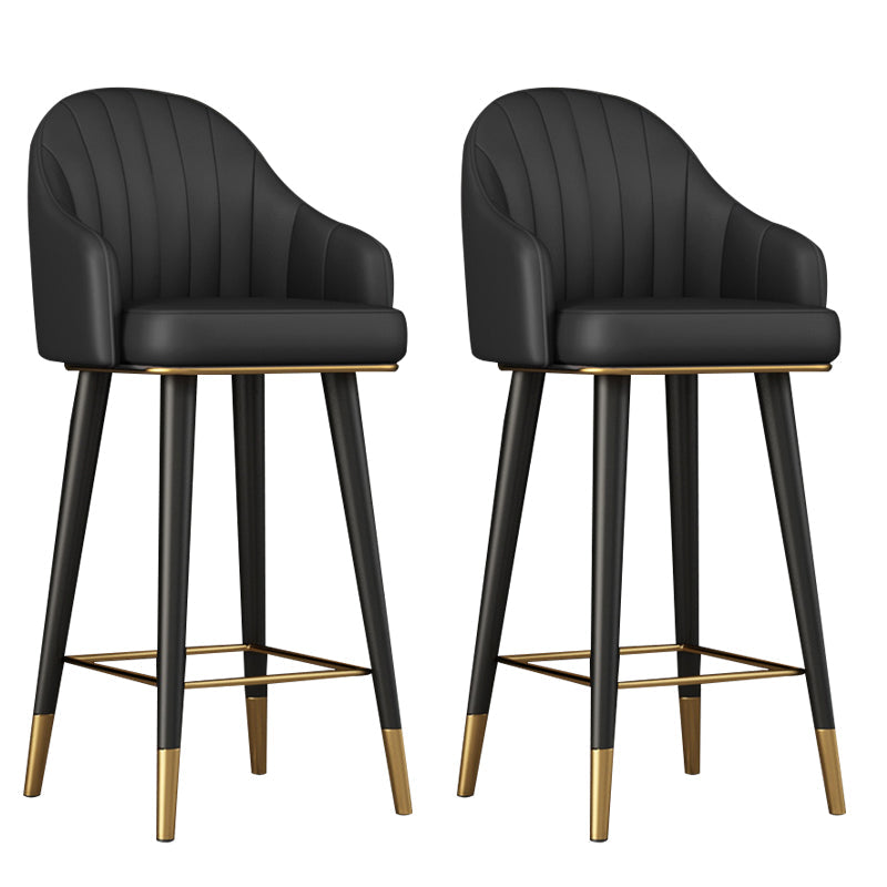 Glam Backrest Bar Stool Leather Counter Stool with Metal Legs Black 2 Piece Set Clearhalo 'Bar Furniture' 'Bar Stools' 'bar_stools' 'furn' 'furn_bar_stools' 'Furniture' 'Kitchen & Dining Furniture' 6795730