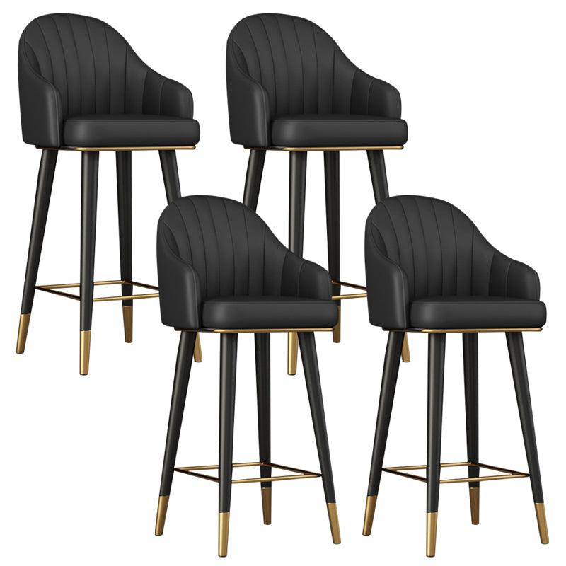 Glam Backrest Bar Stool Leather Counter Stool with Metal Legs Black 4 Piece Set Clearhalo 'Bar Furniture' 'Bar Stools' 'bar_stools' 'furn' 'furn_bar_stools' 'Furniture' 'Kitchen & Dining Furniture' 6795731