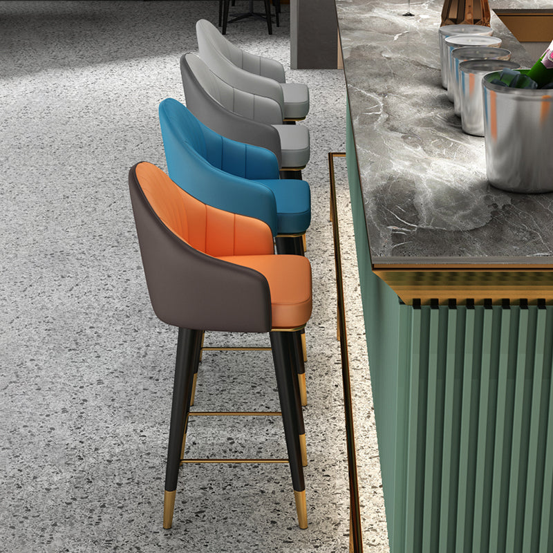 Glam Backrest Bar Stool Leather Counter Stool with Metal Legs Clearhalo 'Bar Furniture' 'Bar Stools' 'bar_stools' 'furn' 'furn_bar_stools' 'Furniture' 'Kitchen & Dining Furniture' 6795732