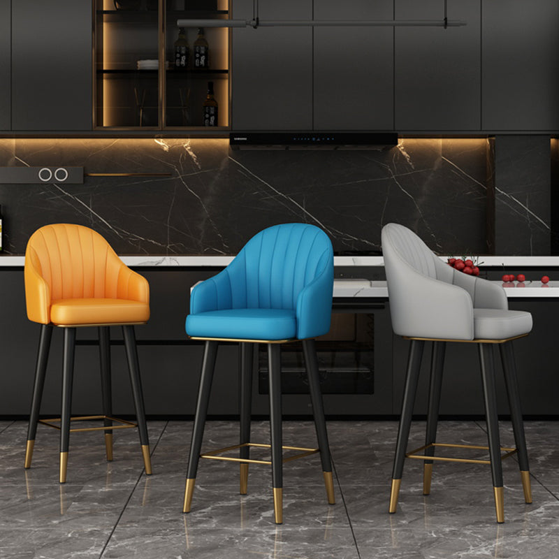 Glam Backrest Bar Stool Leather Counter Stool with Metal Legs Clearhalo 'Bar Furniture' 'Bar Stools' 'bar_stools' 'furn' 'furn_bar_stools' 'Furniture' 'Kitchen & Dining Furniture' 6795733