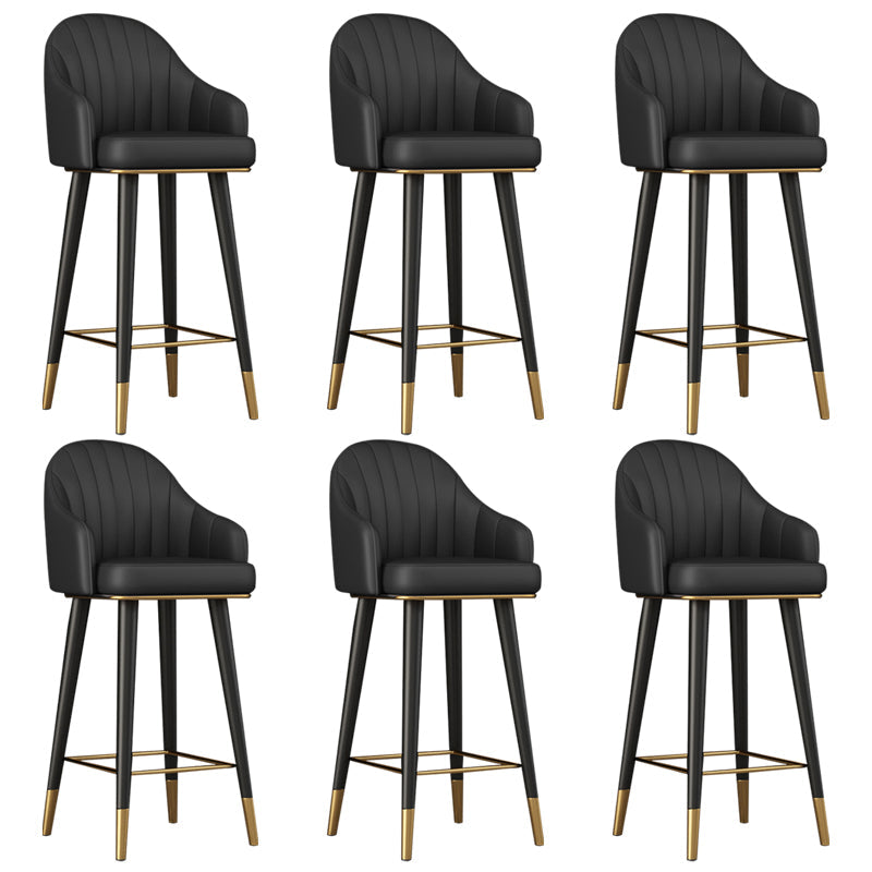 Glam Backrest Bar Stool Leather Counter Stool with Metal Legs Black 6 Piece Set Clearhalo 'Bar Furniture' 'Bar Stools' 'bar_stools' 'furn' 'furn_bar_stools' 'Furniture' 'Kitchen & Dining Furniture' 6795734