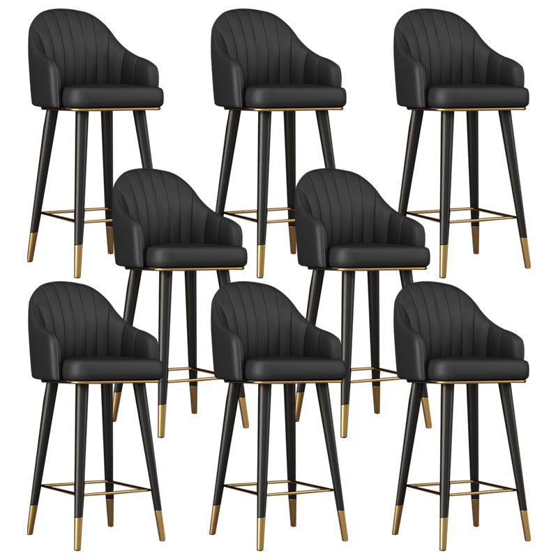 Glam Backrest Bar Stool Leather Counter Stool with Metal Legs Black 8 Piece Set Clearhalo 'Bar Furniture' 'Bar Stools' 'bar_stools' 'furn' 'furn_bar_stools' 'Furniture' 'Kitchen & Dining Furniture' 6795736