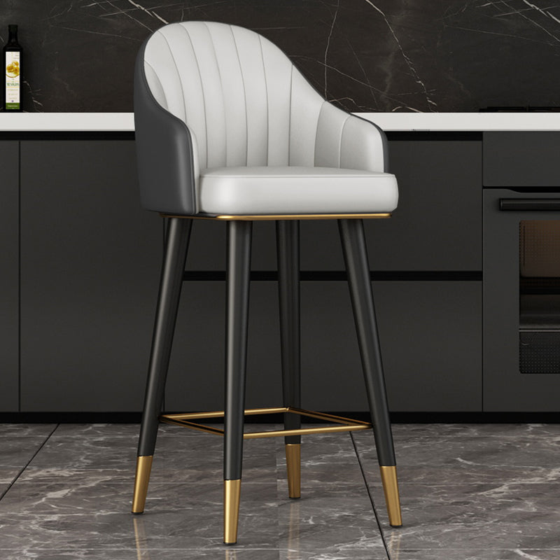 Glam Backrest Bar Stool Leather Counter Stool with Metal Legs Gray 1 Piece Clearhalo 'Bar Furniture' 'Bar Stools' 'bar_stools' 'furn' 'furn_bar_stools' 'Furniture' 'Kitchen & Dining Furniture' 6795737