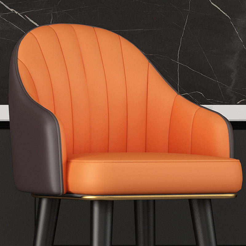 Glam Backrest Bar Stool Leather Counter Stool with Metal Legs Clearhalo 'Bar Furniture' 'Bar Stools' 'bar_stools' 'furn' 'furn_bar_stools' 'Furniture' 'Kitchen & Dining Furniture' 6795738