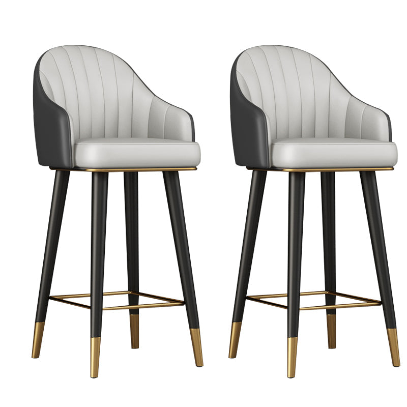 Glam Backrest Bar Stool Leather Counter Stool with Metal Legs Gray 2 Piece Set Clearhalo 'Bar Furniture' 'Bar Stools' 'bar_stools' 'furn' 'furn_bar_stools' 'Furniture' 'Kitchen & Dining Furniture' 6795740