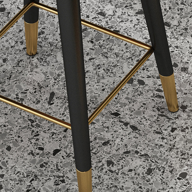 Glam Backrest Bar Stool Leather Counter Stool with Metal Legs Clearhalo 'Bar Furniture' 'Bar Stools' 'bar_stools' 'furn' 'furn_bar_stools' 'Furniture' 'Kitchen & Dining Furniture' 6795741
