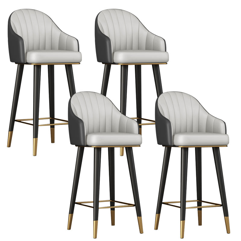 Glam Backrest Bar Stool Leather Counter Stool with Metal Legs Gray 4 Piece Set Clearhalo 'Bar Furniture' 'Bar Stools' 'bar_stools' 'furn' 'furn_bar_stools' 'Furniture' 'Kitchen & Dining Furniture' 6795742