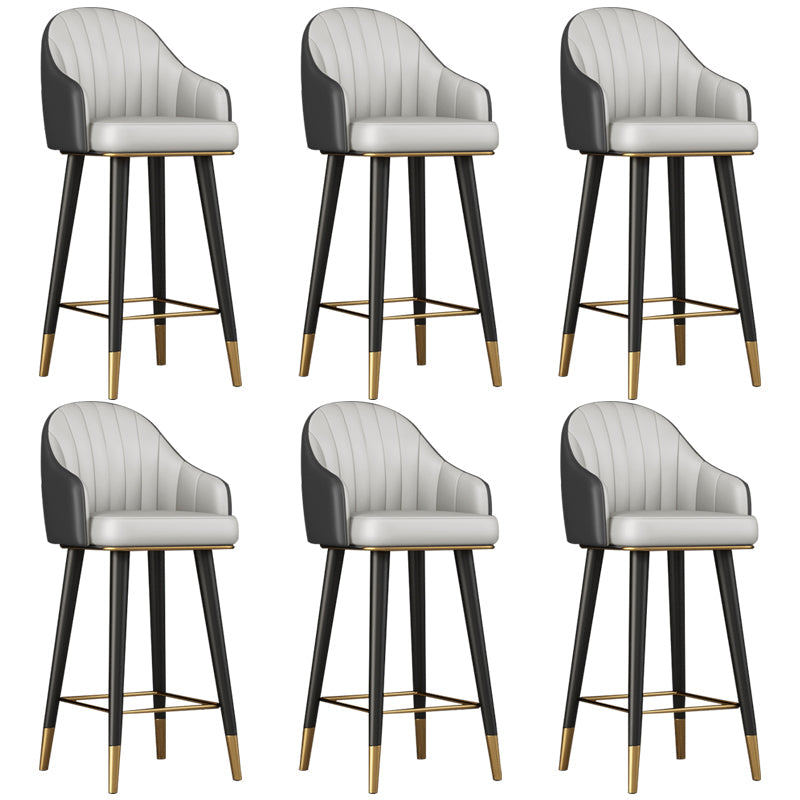Glam Backrest Bar Stool Leather Counter Stool with Metal Legs Gray 6 Piece Set Clearhalo 'Bar Furniture' 'Bar Stools' 'bar_stools' 'furn' 'furn_bar_stools' 'Furniture' 'Kitchen & Dining Furniture' 6795743
