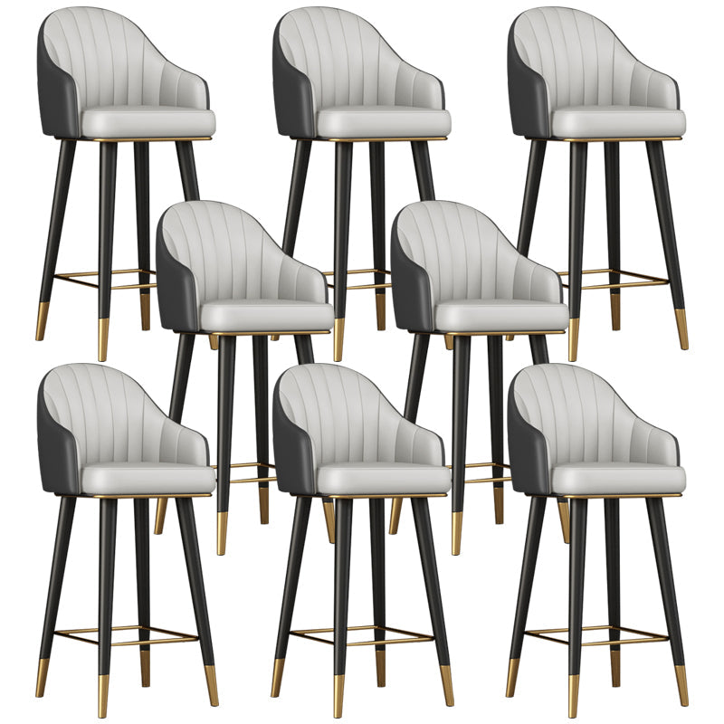 Glam Backrest Bar Stool Leather Counter Stool with Metal Legs Gray 8 Piece Set Clearhalo 'Bar Furniture' 'Bar Stools' 'bar_stools' 'furn' 'furn_bar_stools' 'Furniture' 'Kitchen & Dining Furniture' 6795744