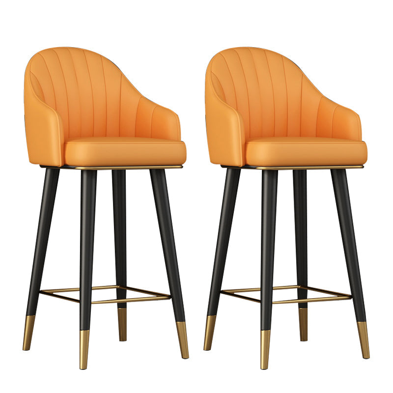 Glam Backrest Bar Stool Leather Counter Stool with Metal Legs Yellow 2 Piece Set Clearhalo 'Bar Furniture' 'Bar Stools' 'bar_stools' 'furn' 'furn_bar_stools' 'Furniture' 'Kitchen & Dining Furniture' 6795746